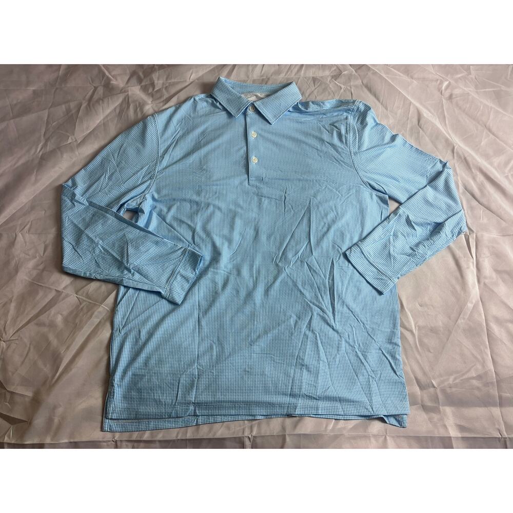 IBKUL Women's Long Sleeve Shirt Size L Blue Gingham UPF 50+ Cool Feel Quick Dry